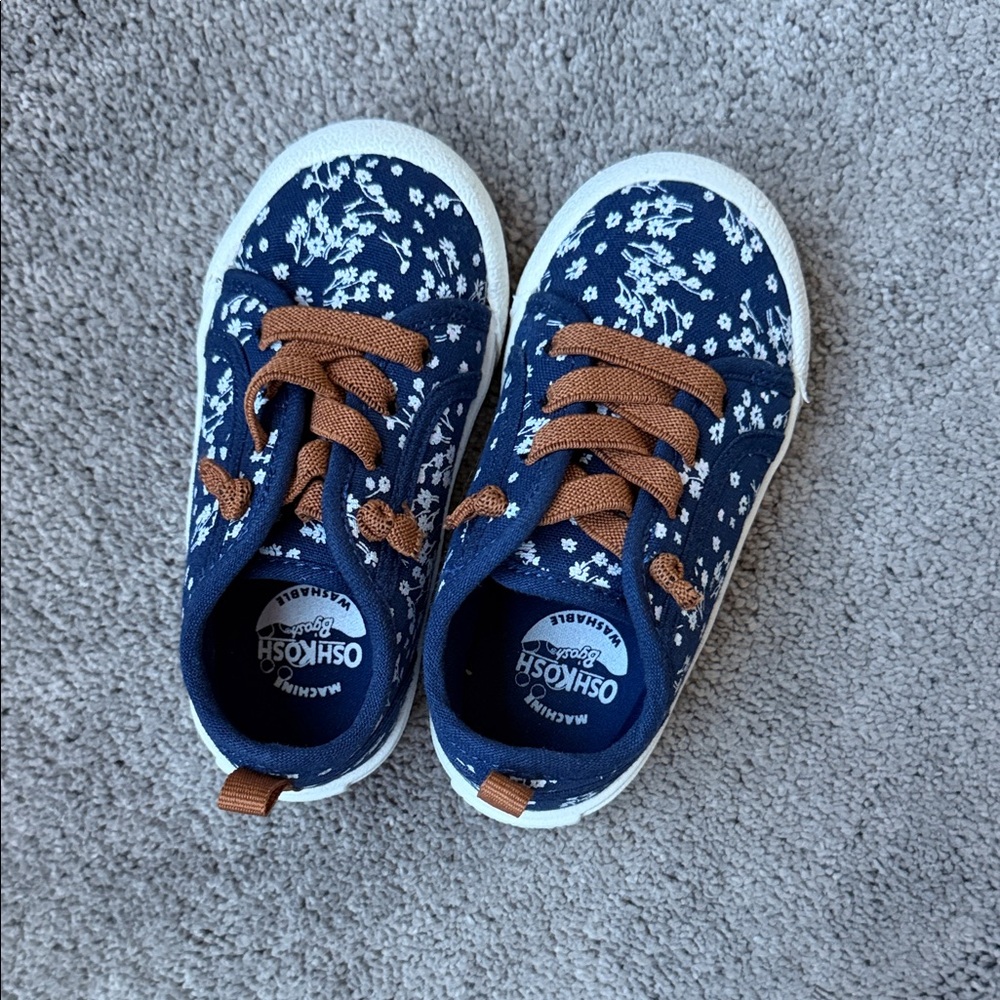 OshKosh B'gosh Navy and White Floral Baby/Toddler Sneakers
